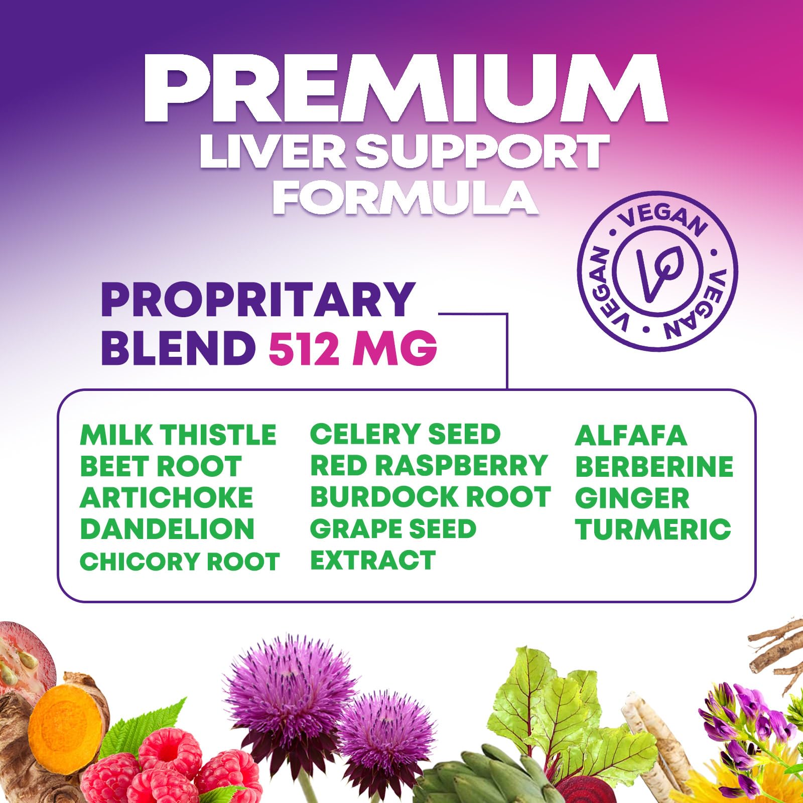 Close up of the supplement facts panel for the gentle liver cleanse and repair veggie capsules