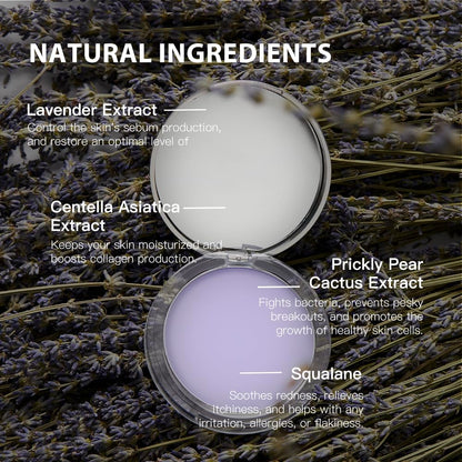Chillab oil control face powder being applied to blur pores and remove shine