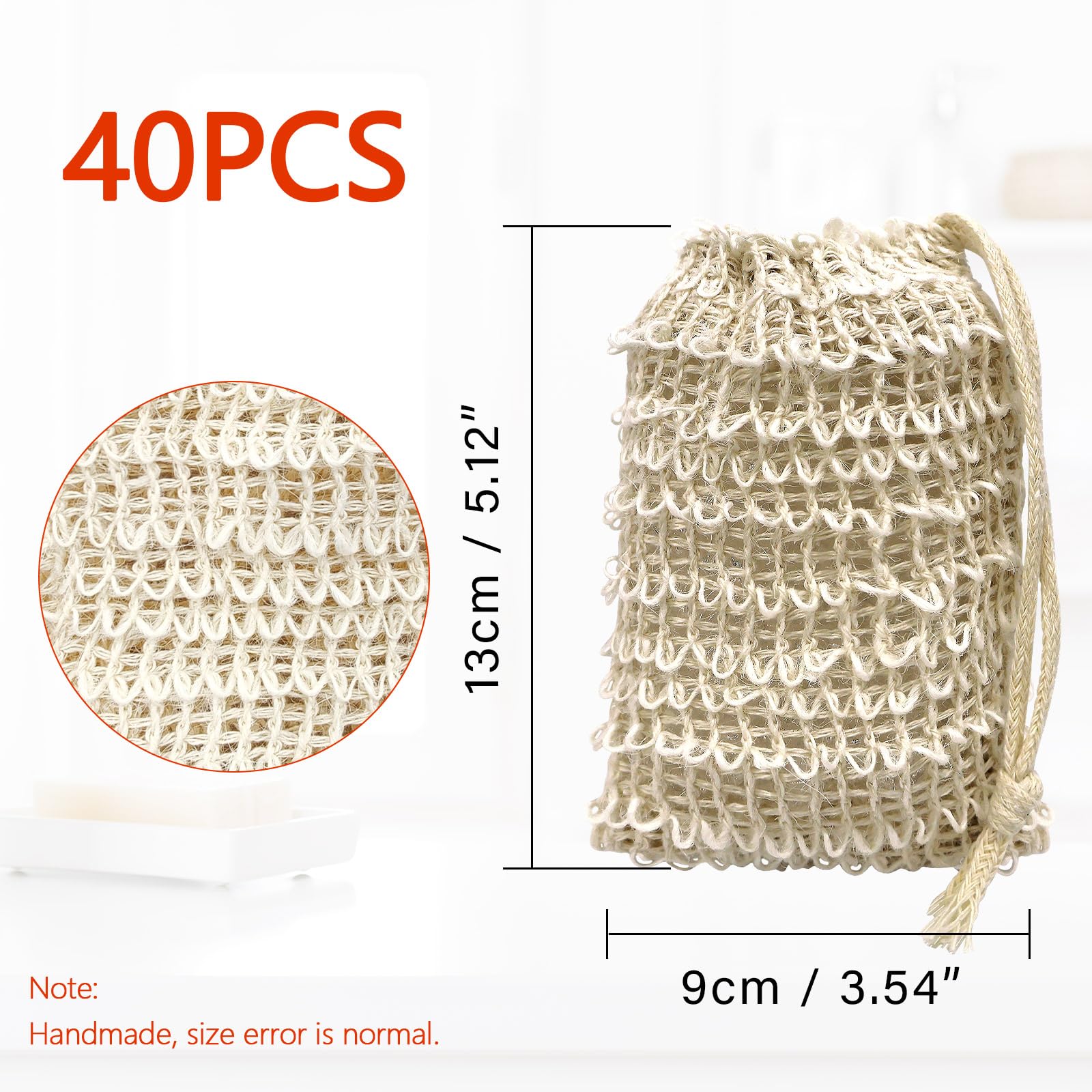 Cunhill soap saver bags with drawstring and wooden bead detail