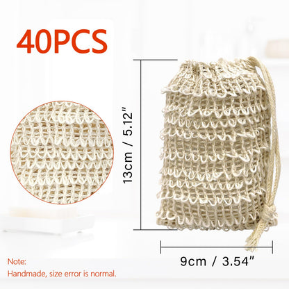 Cunhill soap saver bags with drawstring and wooden bead detail