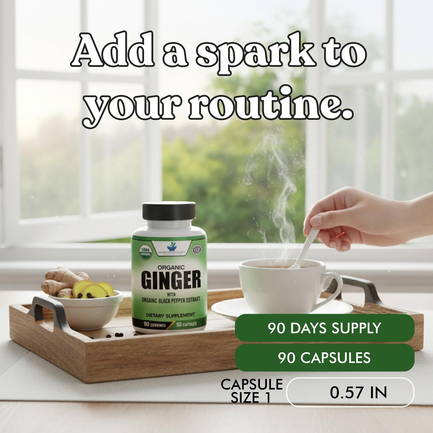 American Standard Supplements vegan and gluten free certified organic ginger root capsules packaging