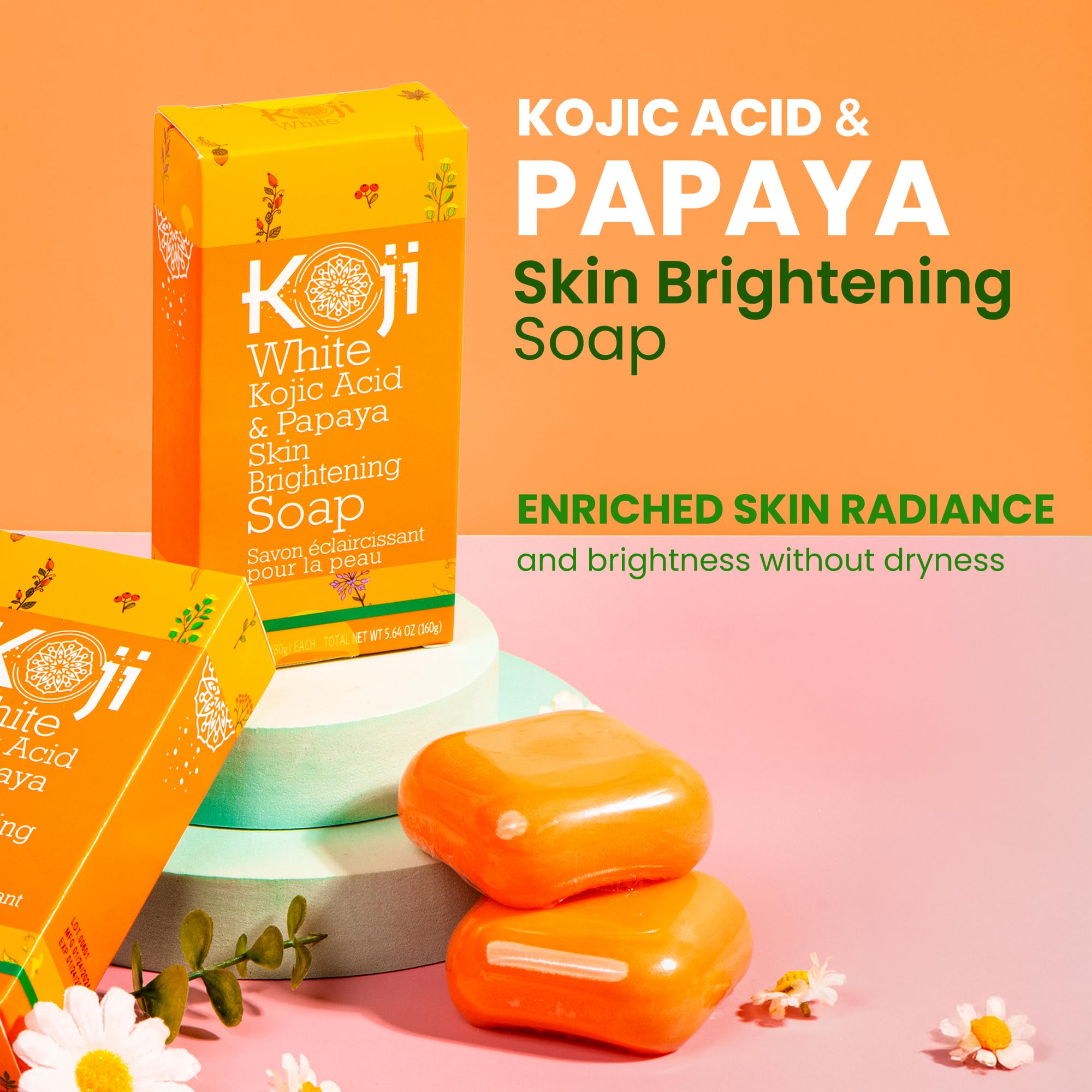 Koji White Papaya soap bars pack of two for dark spot correction