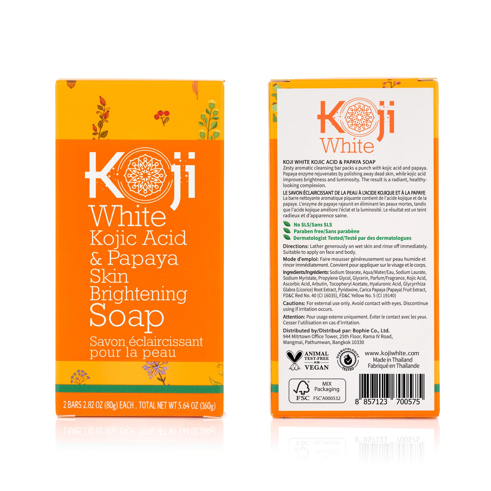 Koji White hyperpigmentation soap back label showing clean ingredients list