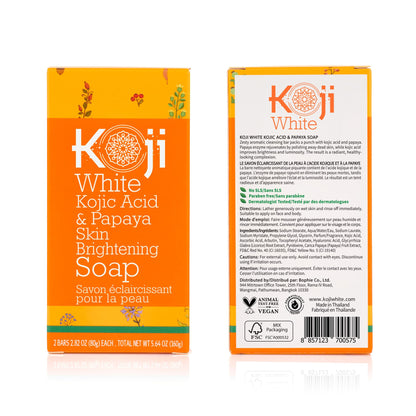Koji White hyperpigmentation soap back label showing clean ingredients list