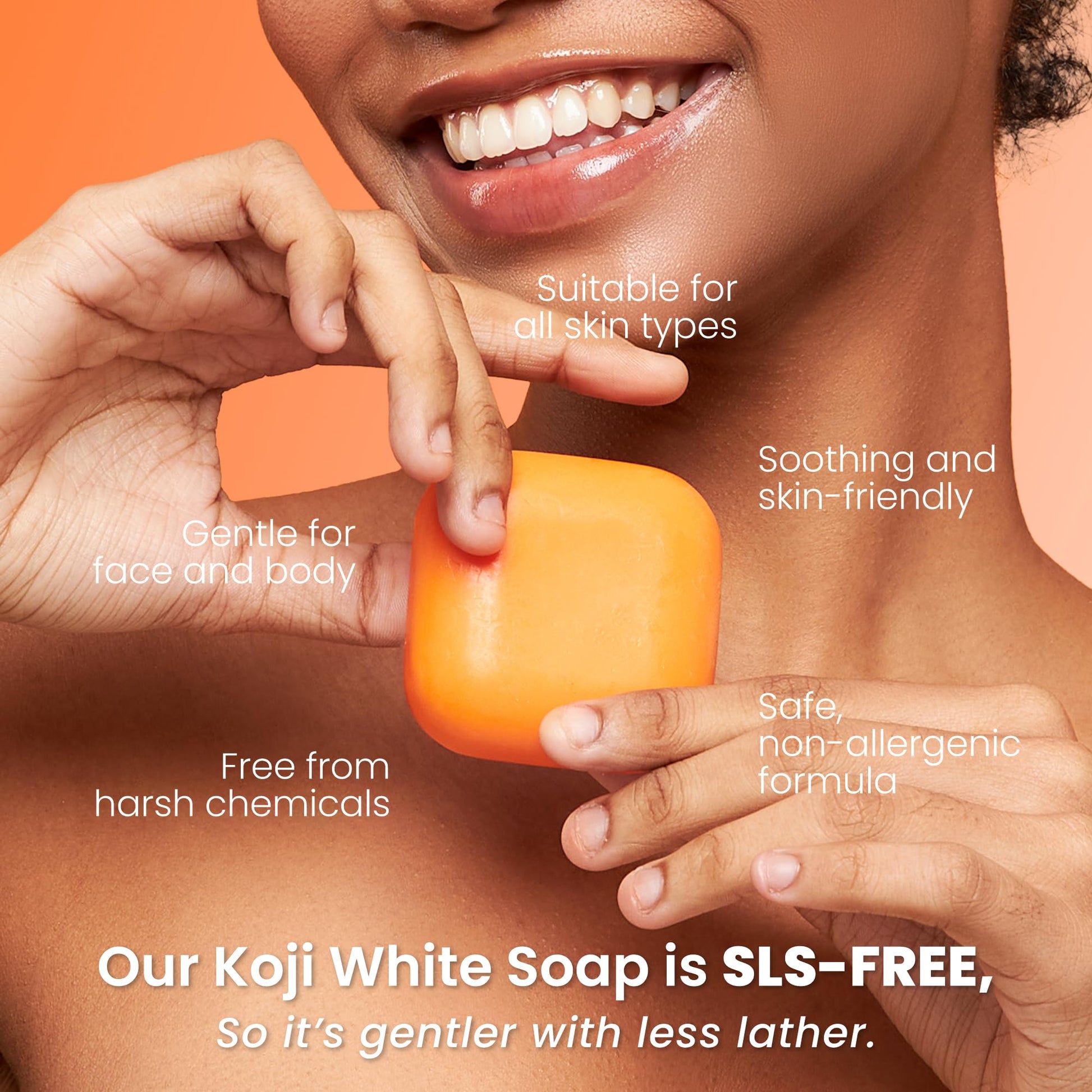 Koji White radiant skin soap bar lathering on wet skin