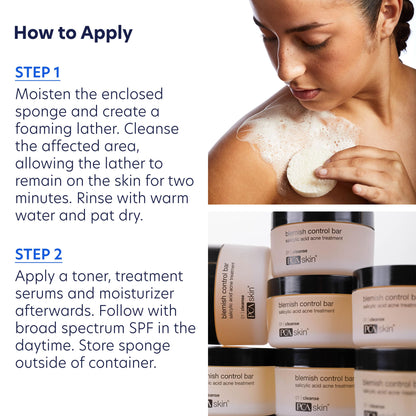 Anti-acne clearing treatment bar showing ingredients and two percent salicylic acid label