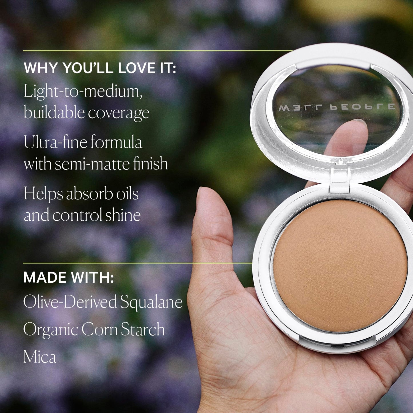 Well People 4N Medium Neutral baked powder foundation compact with lid open