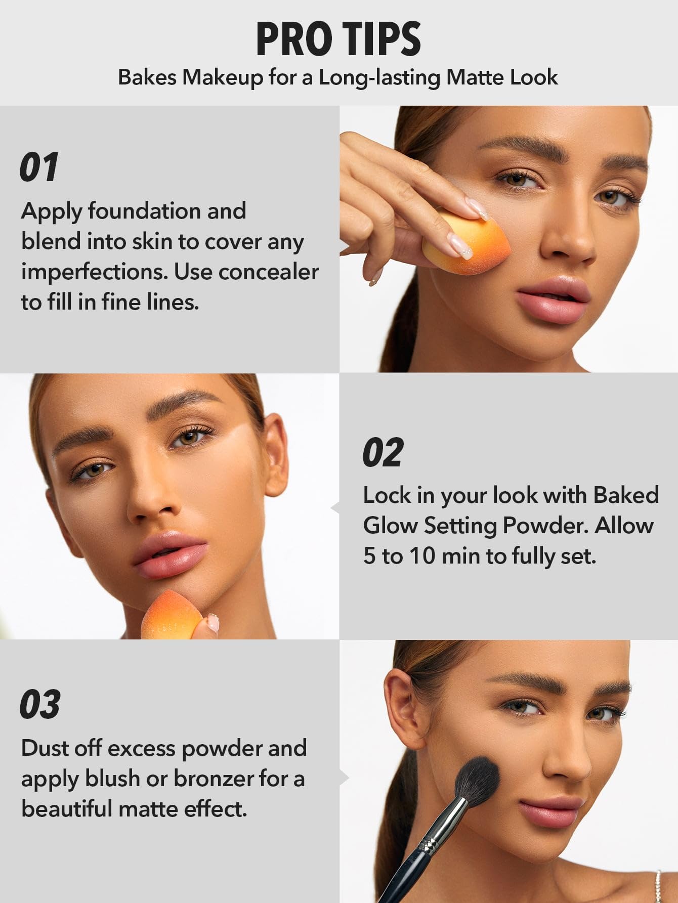 SHEGLAM oil control setting powder applied on skin for blurring effect