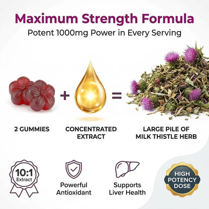 Side view of Purify Life vegan liver cleanse supplement with 1000mg equivalent callout