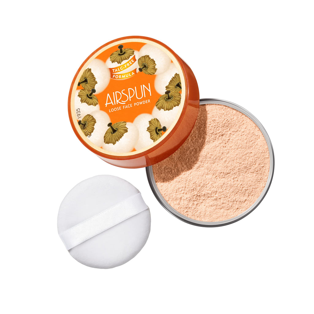 Airspun translucent extra coverage powder jar open