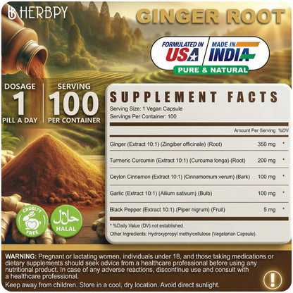 Authentic Herbpy 100 vegan capsules bottle seal and packaging layout showing premium USA manufacturing standards