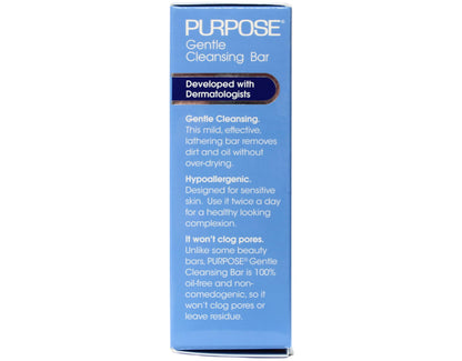 Side view of Purpose gentle cleansing bar three point six ounce size