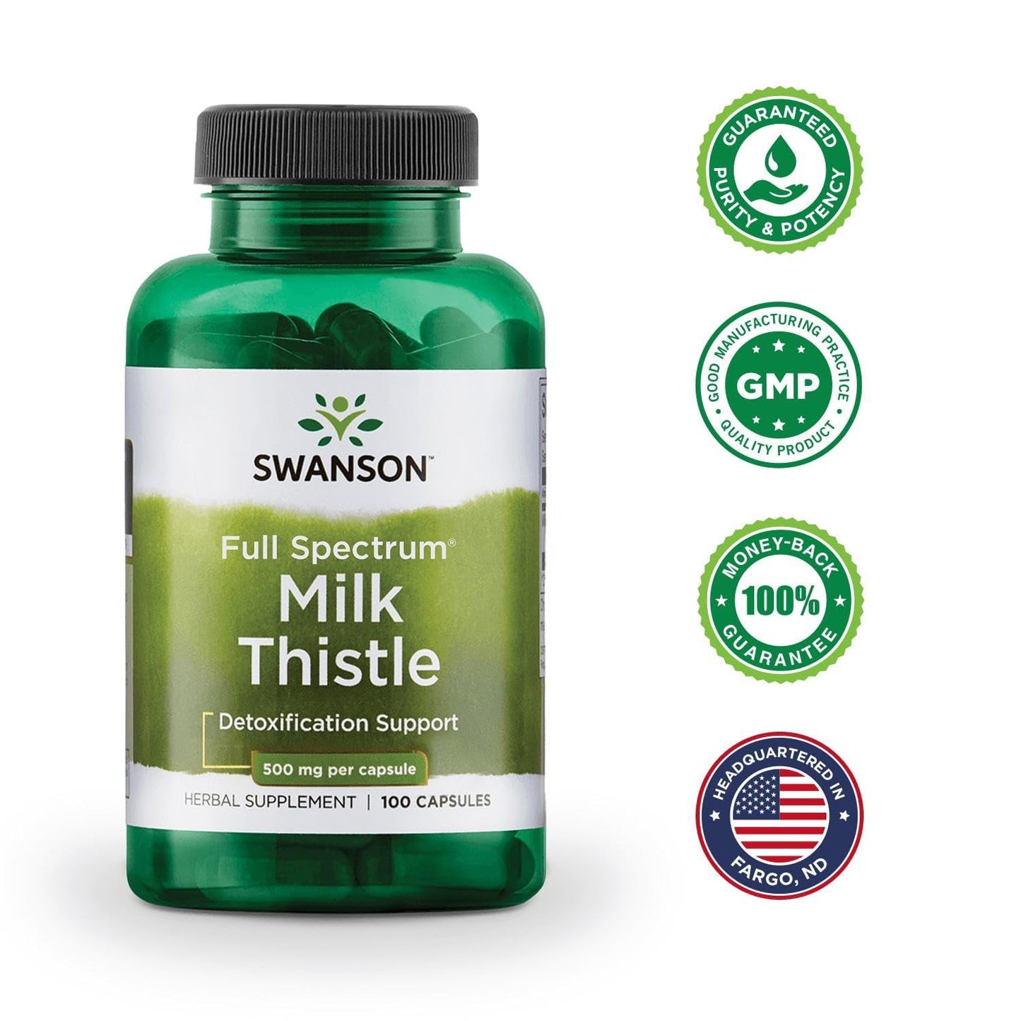 Swanson Milk Thistle 30 vegan capsules secure packaging layout for safe storage