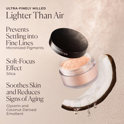 Laura Mercier loose setting powder container showcasing authentic imported details and batch codes