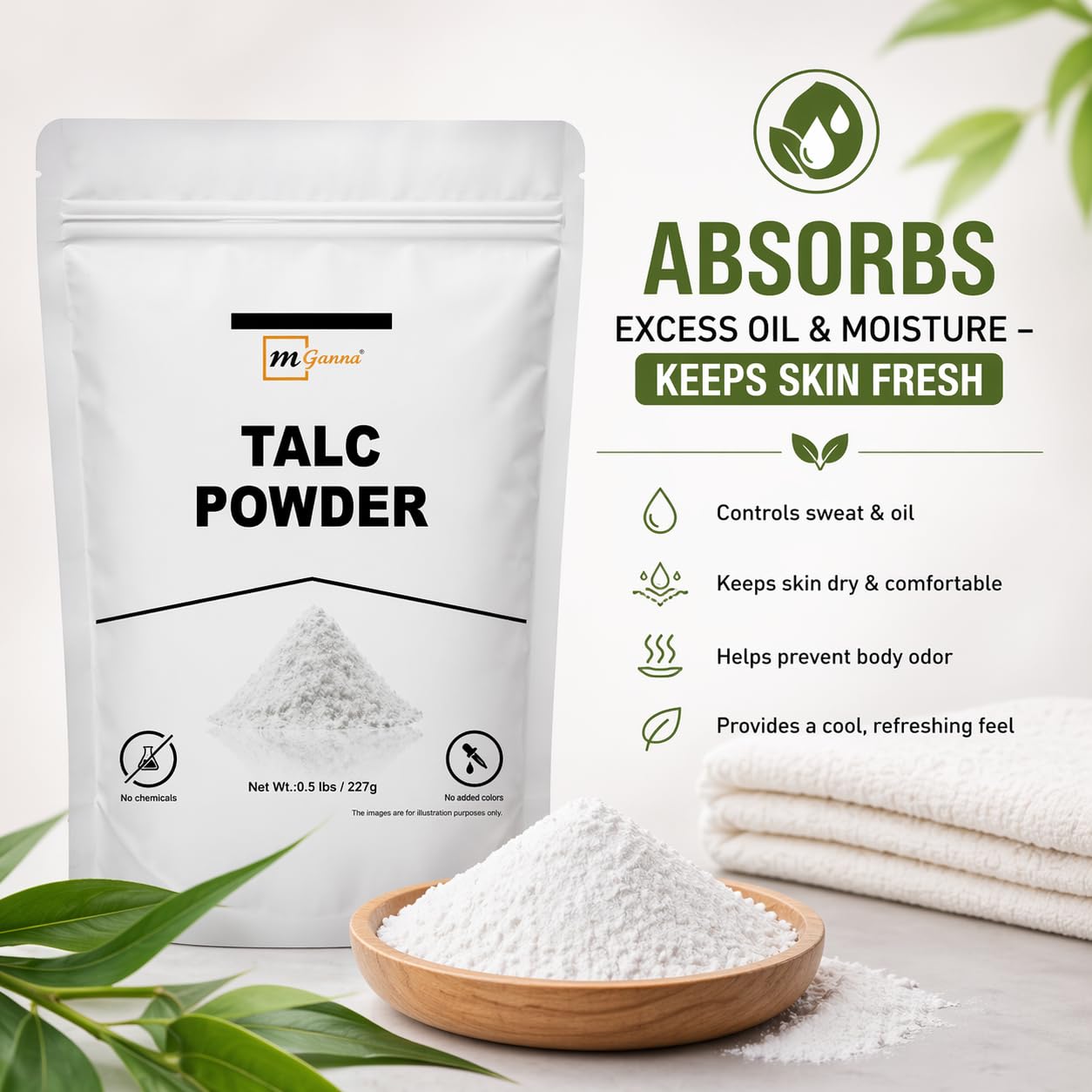 Fine texture of mganna talc powder for makeup