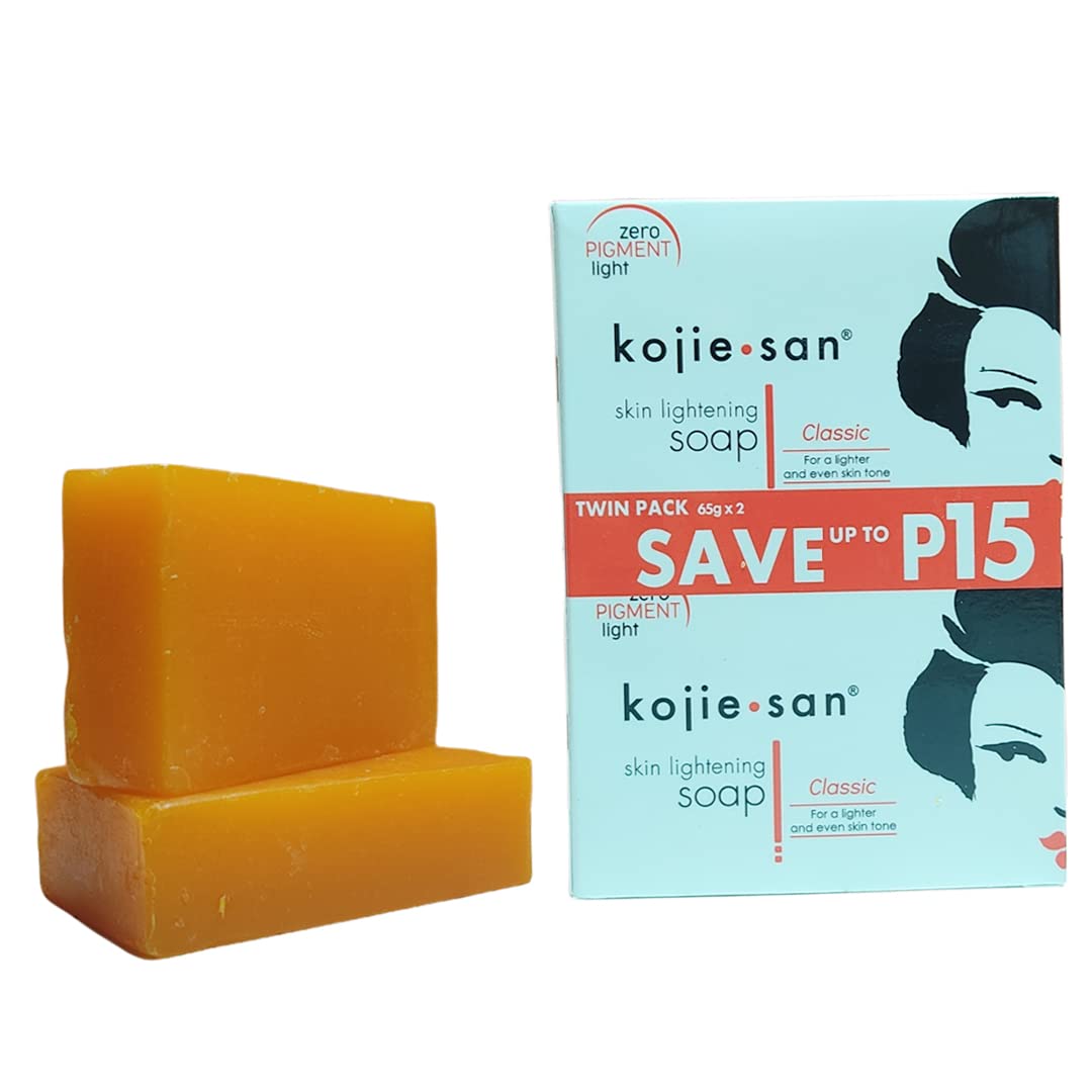 Kojie San Zero Pigment Light technology soap bars stack demonstrating the premium imported clarifying skincare product