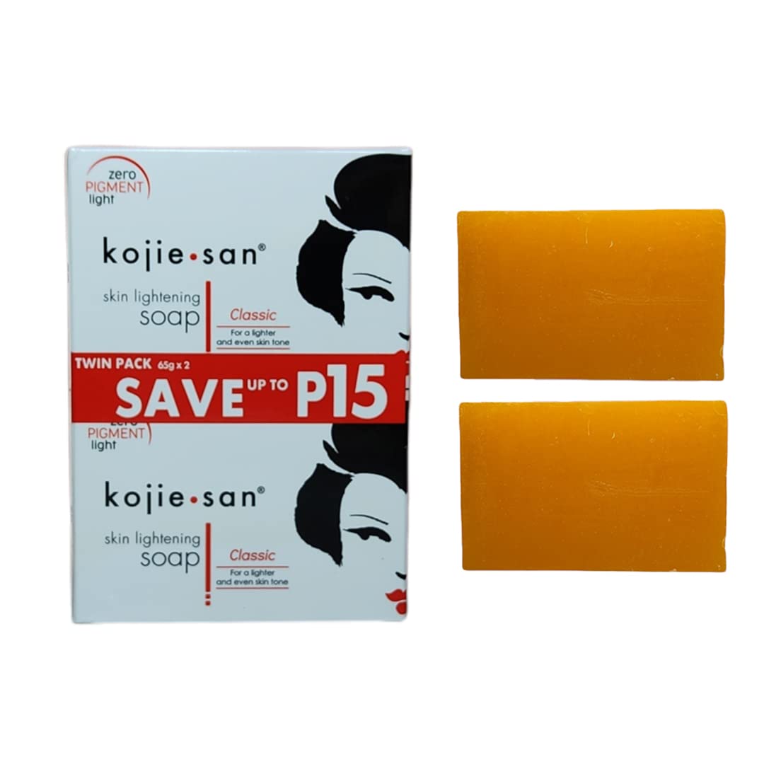 Complete product packaging of authentic Kojie San 4 pack 65g bars for comprehensive Indian skincare routines