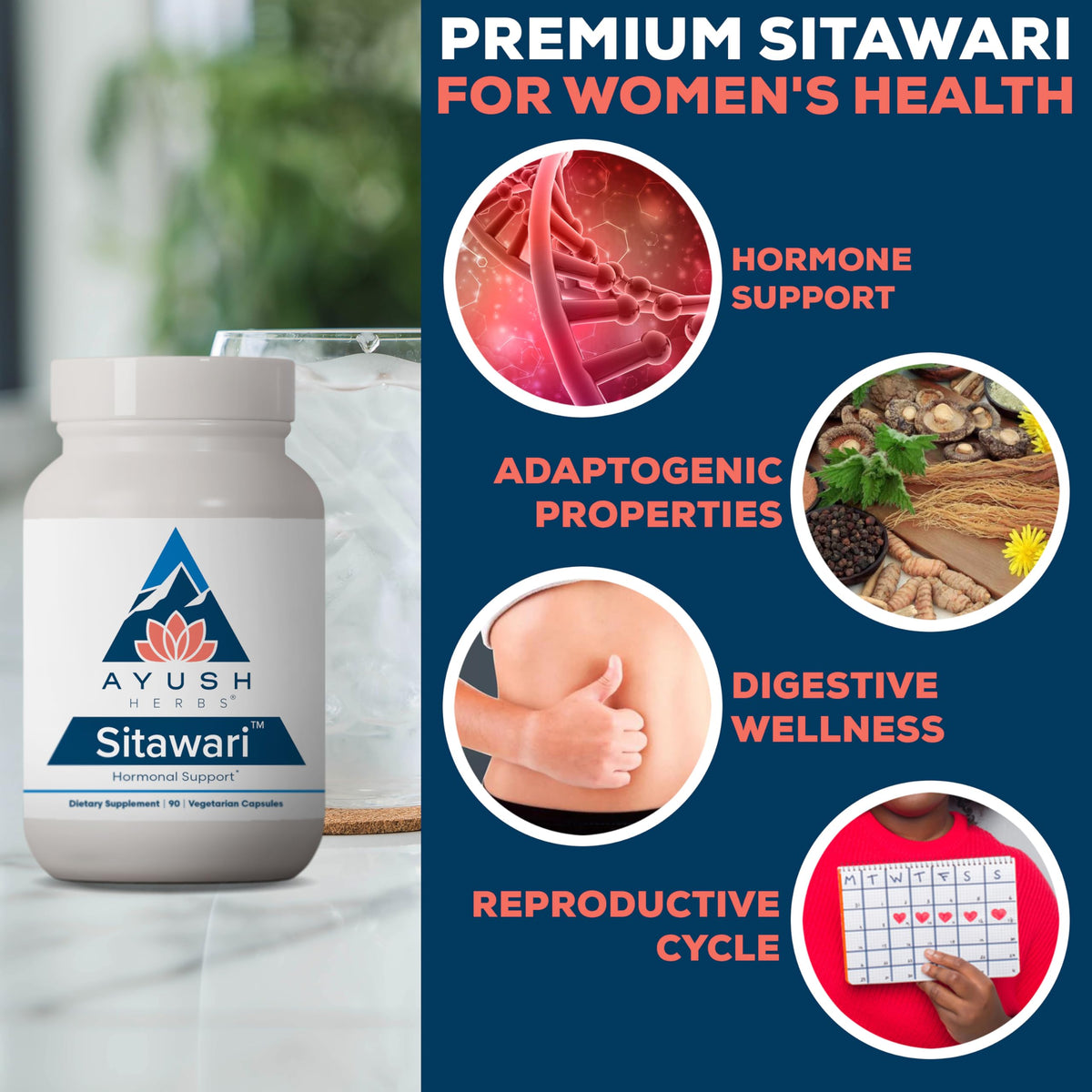 Plant based adaptogenic Shatavari root capsules for stress relief