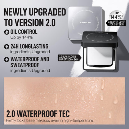 Waterproof oil control face powder compact side angle detailing the sleek travel friendly case