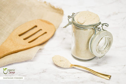 Organic Way Shatavari powder in a resealable bag