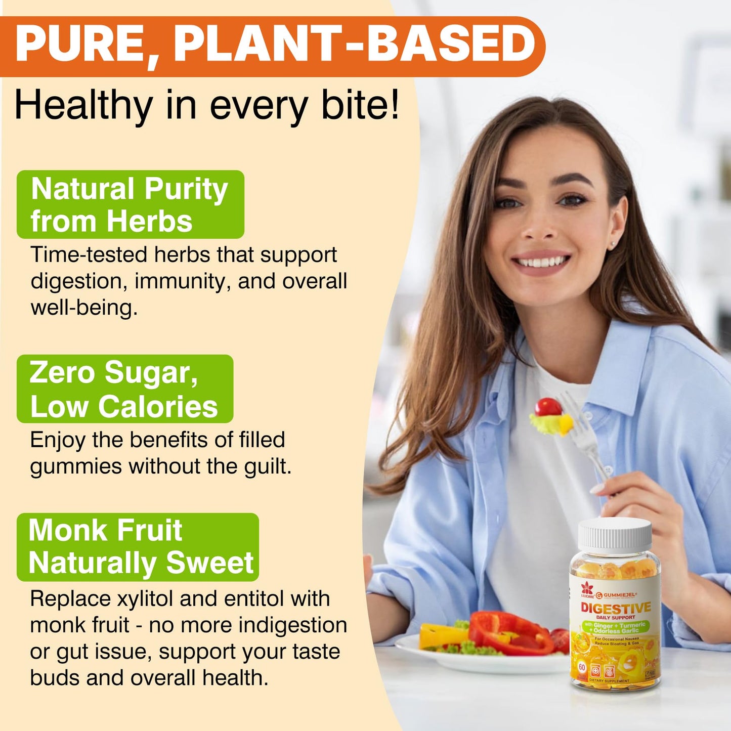 Vegan gelatin free turmeric and quercetin herbal antioxidant gummies.