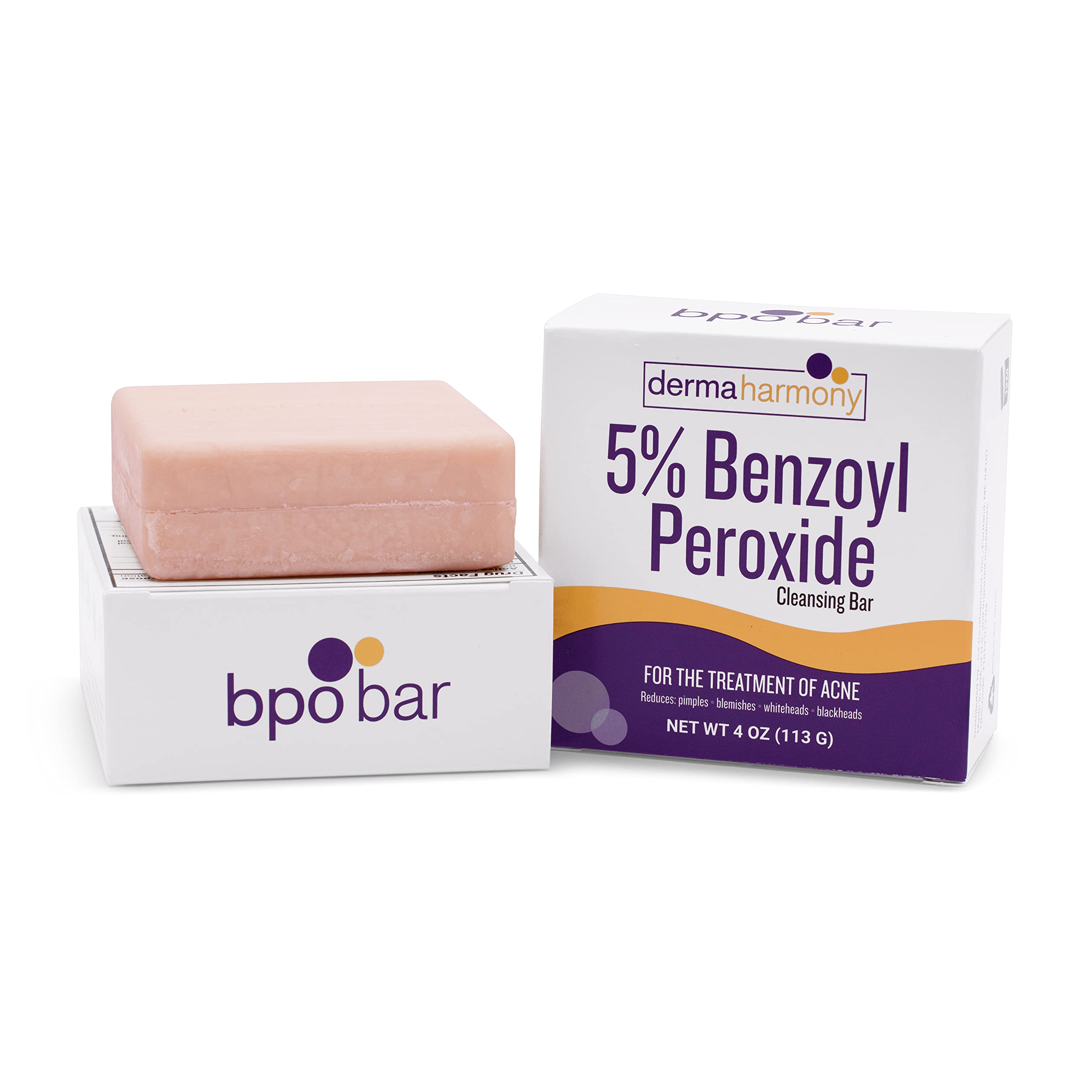 Dermaharmony acne medication non soap cleansing bar showing product details