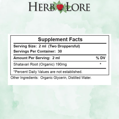 Herb Lore Organic Shatavari liquid drops with easy dropper assembly
