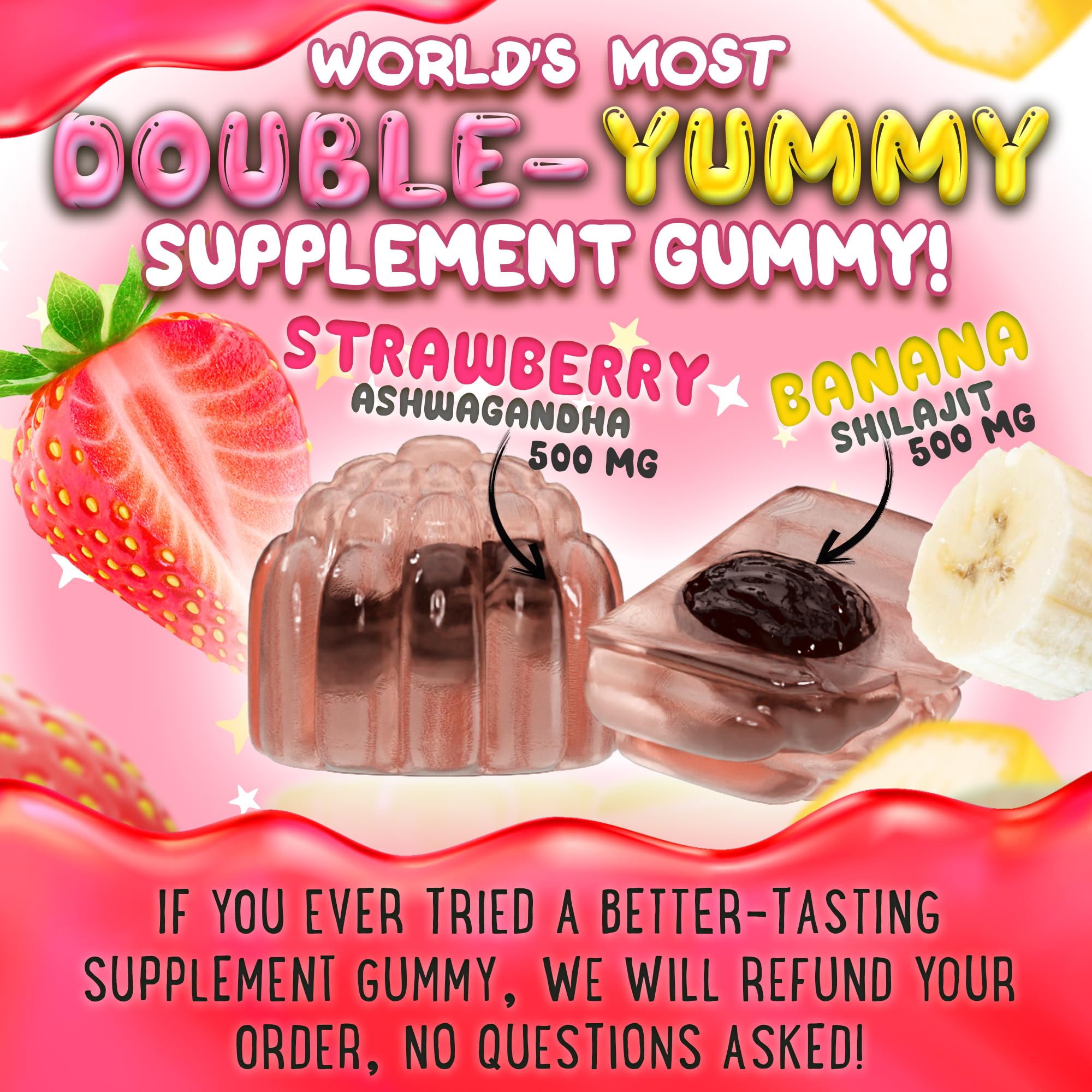Oh My Chewy Shilajit supplement jar showing supplement facts and product ingredients label