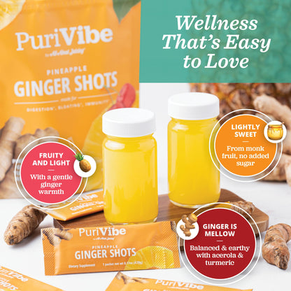 On the go travel friendly single serve stick packs of All About Juicing superfood powder spread out on a clean surface.