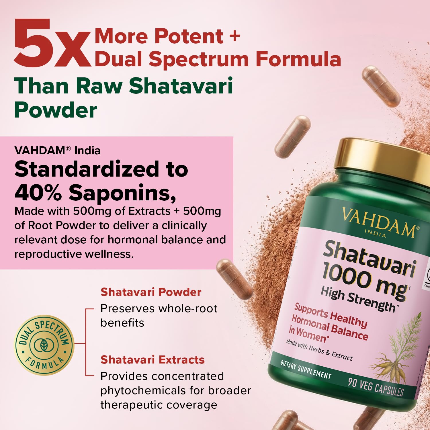 VAHDAM Shatavari 60 capsules supplement facts and ingredient label