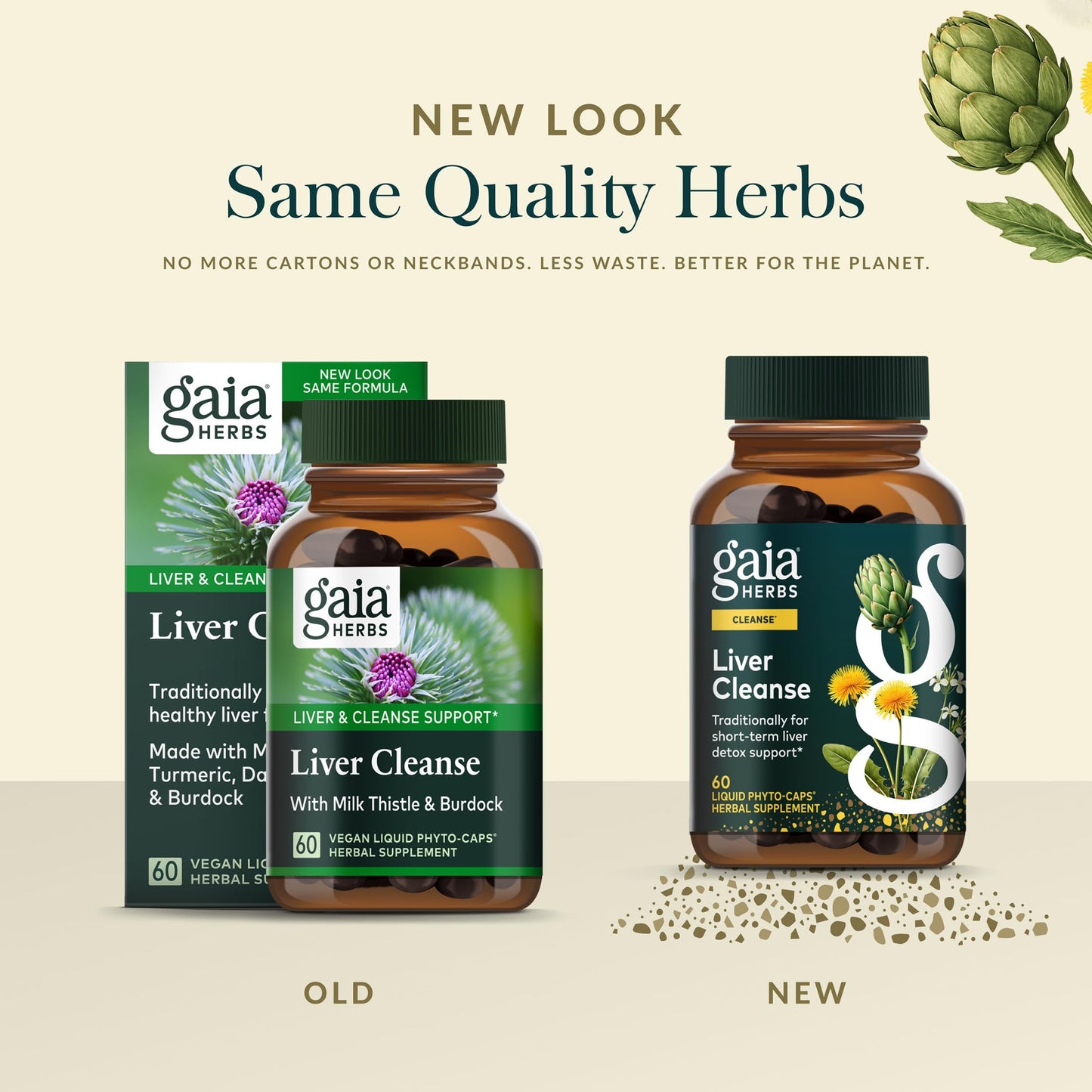 Authentic USA imported Gaia Herbs Liver Cleanse supplement packaging graphics