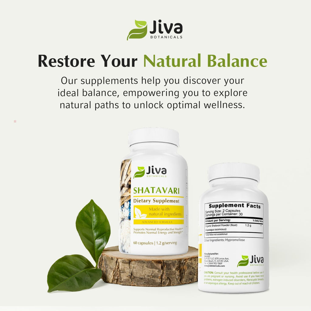Nutritional information label on Jiva Botanicals Shatavari bottle