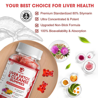 Lukaree non-GMO gluten-free liver support gummies packaging details
