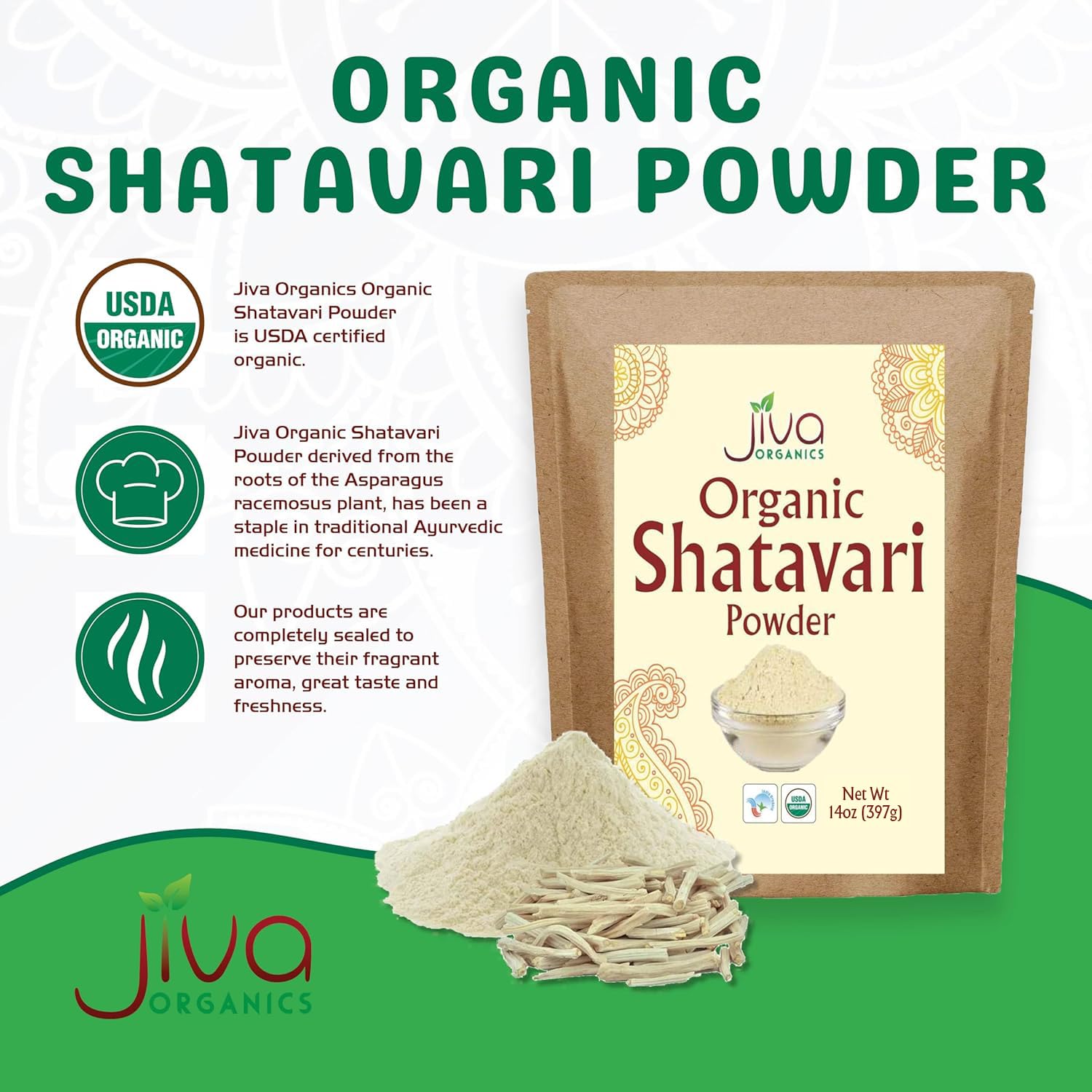 Jiva Organics Shatavari Powder bulk kraft bag packaging