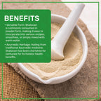 Close up of Jiva Organics Shatavari powder USDA organic seal