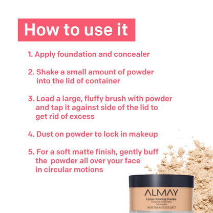 Almay loose powder open with internal sifter visible