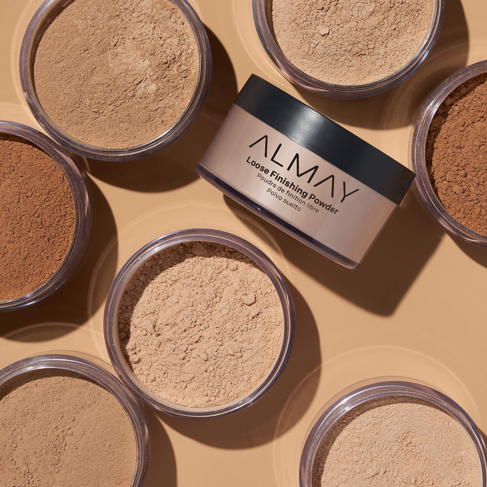 Side profile of Almay 1 Ounce face powder jar