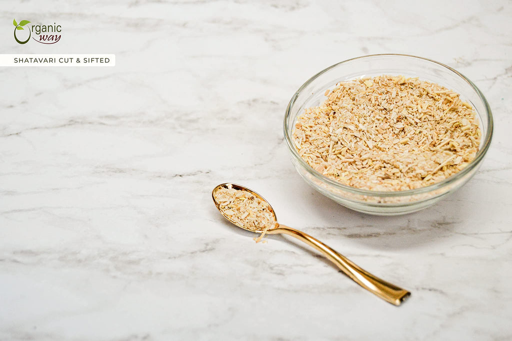 Close up of Organic Way dried shatavari cut and sifted texture