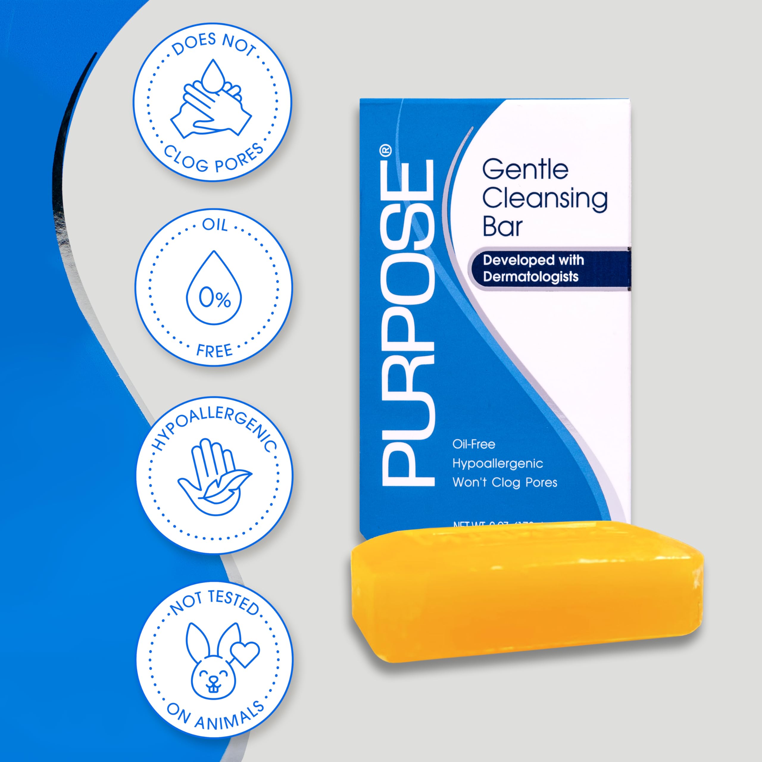 Non-comedogenic daily facial soap bar that removes dirt without over-drying.