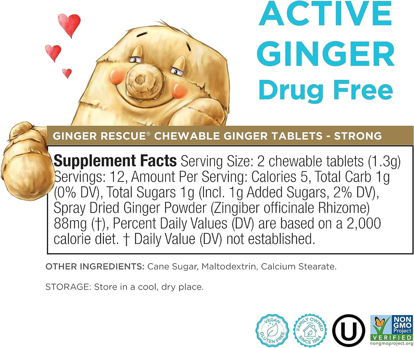 Drug free ginger lozenges for motion sickness and morning sickness relief displayed outside the box