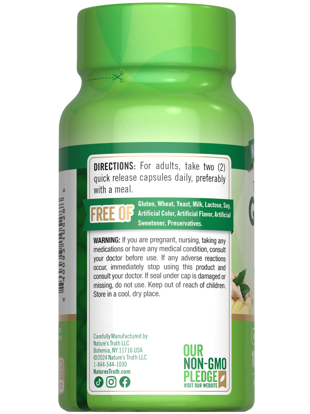 Nature's Truth ginger root extract pills for bloating and nausea relief