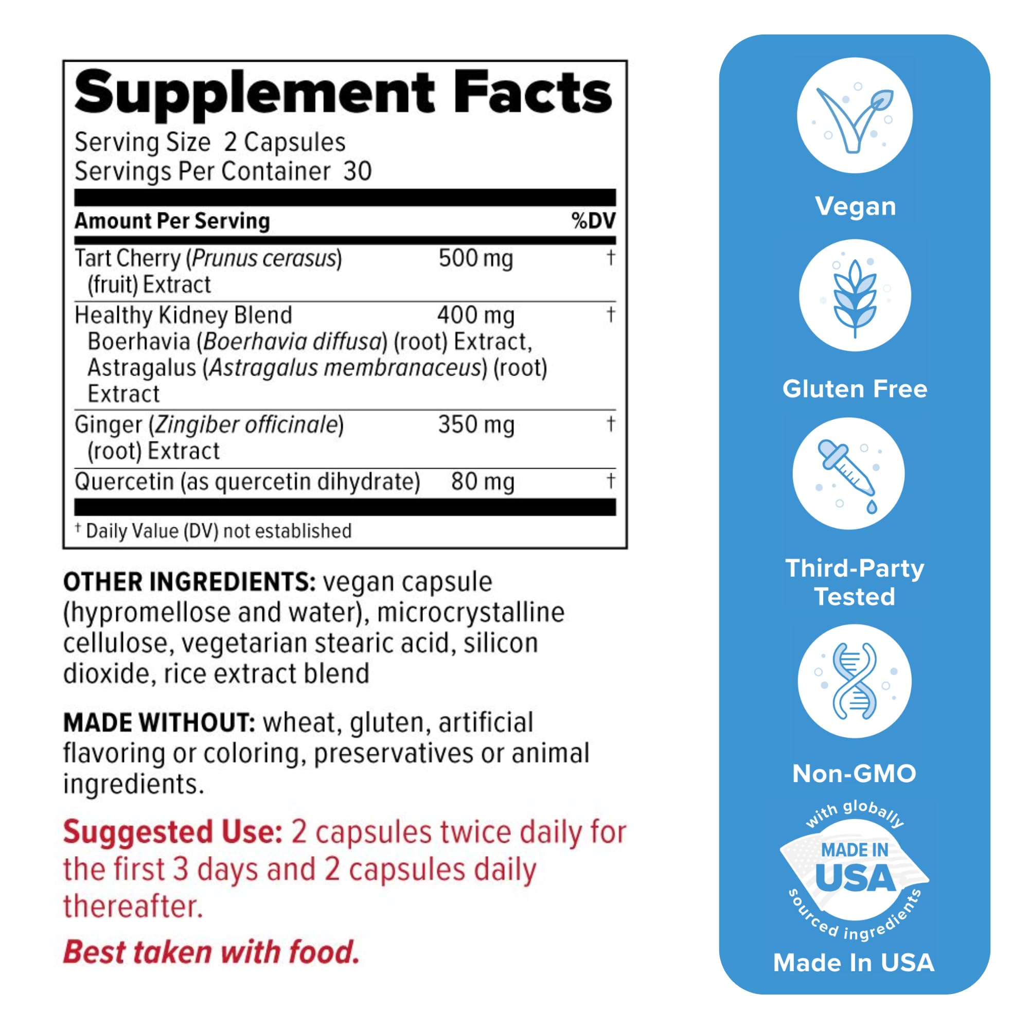 Redd Remedies Gouch dietary supplement showing tart cherry and ginger ingredients info