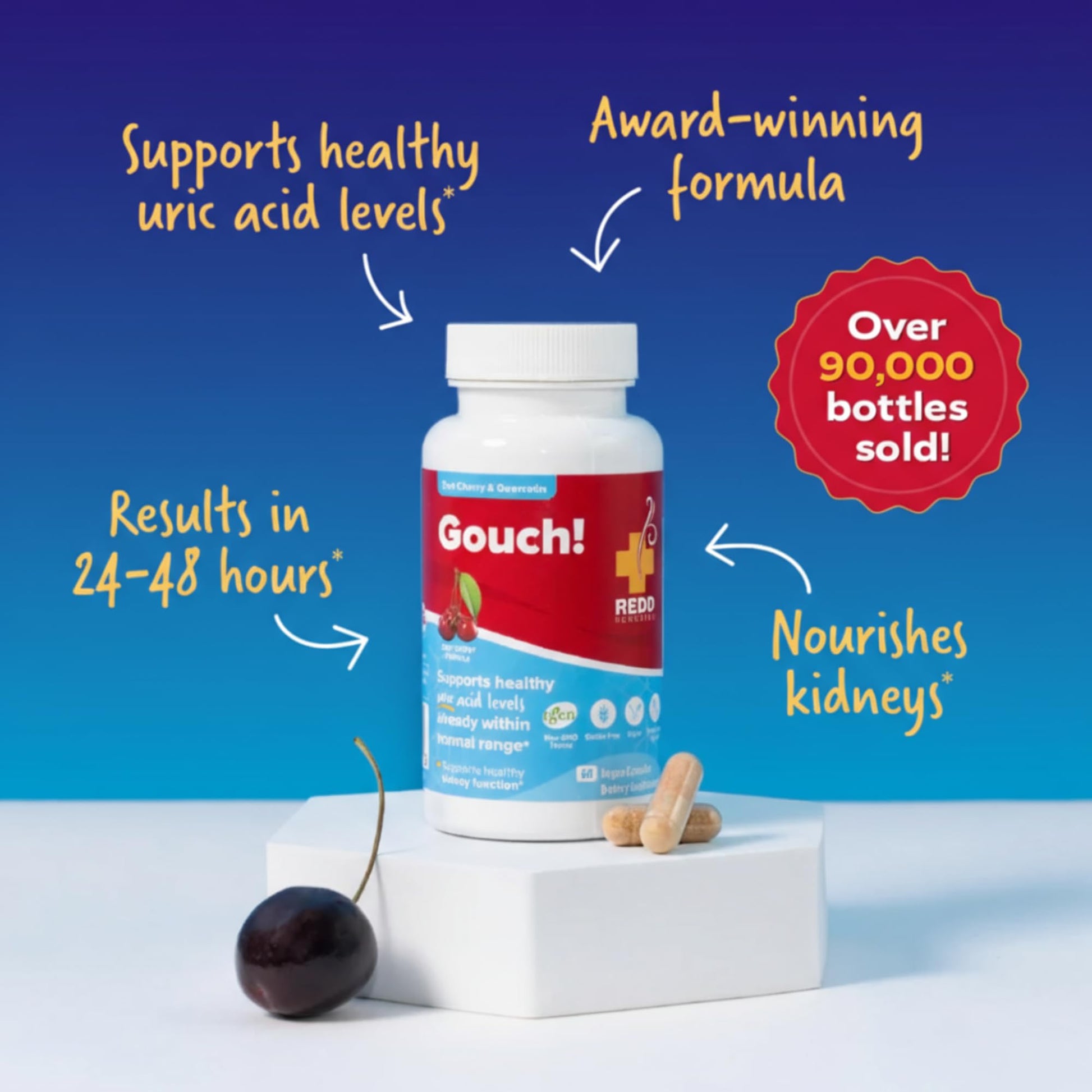 Redd Remedies Gouch uric acid balance supplement capsule size and appearance