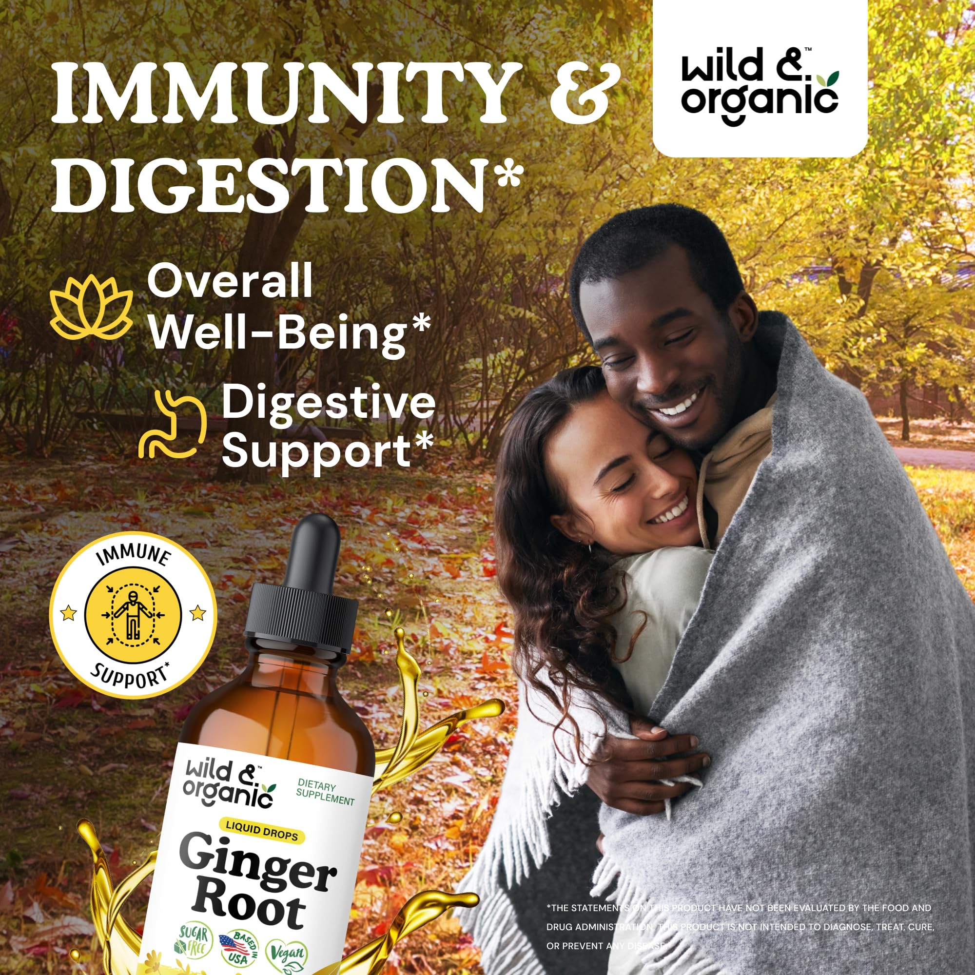 Wild And Organic liquid ginger root supplement 4 fluid ounce bottle label details