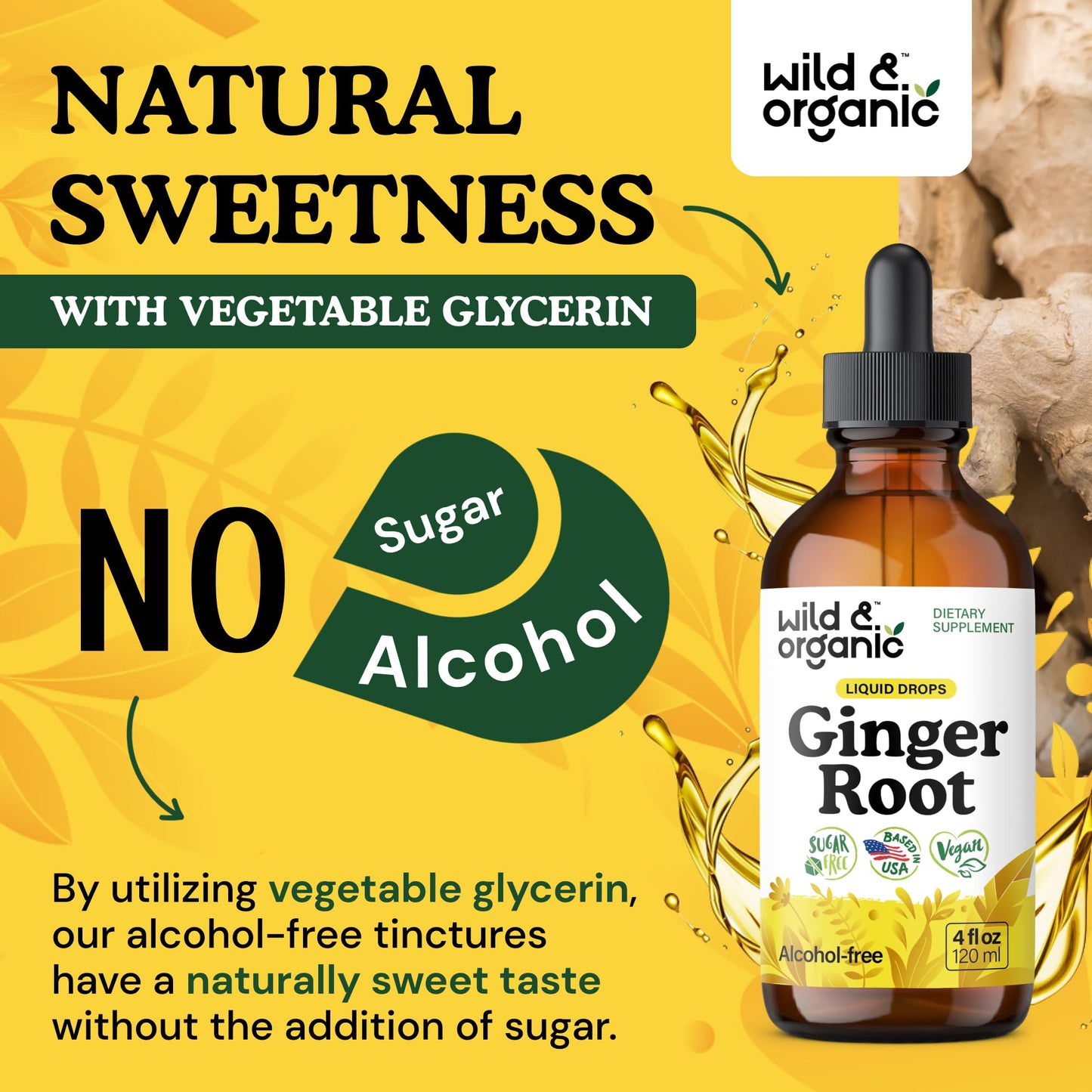 Premium imported USA ginger root liquid tincture for natural nausea relief