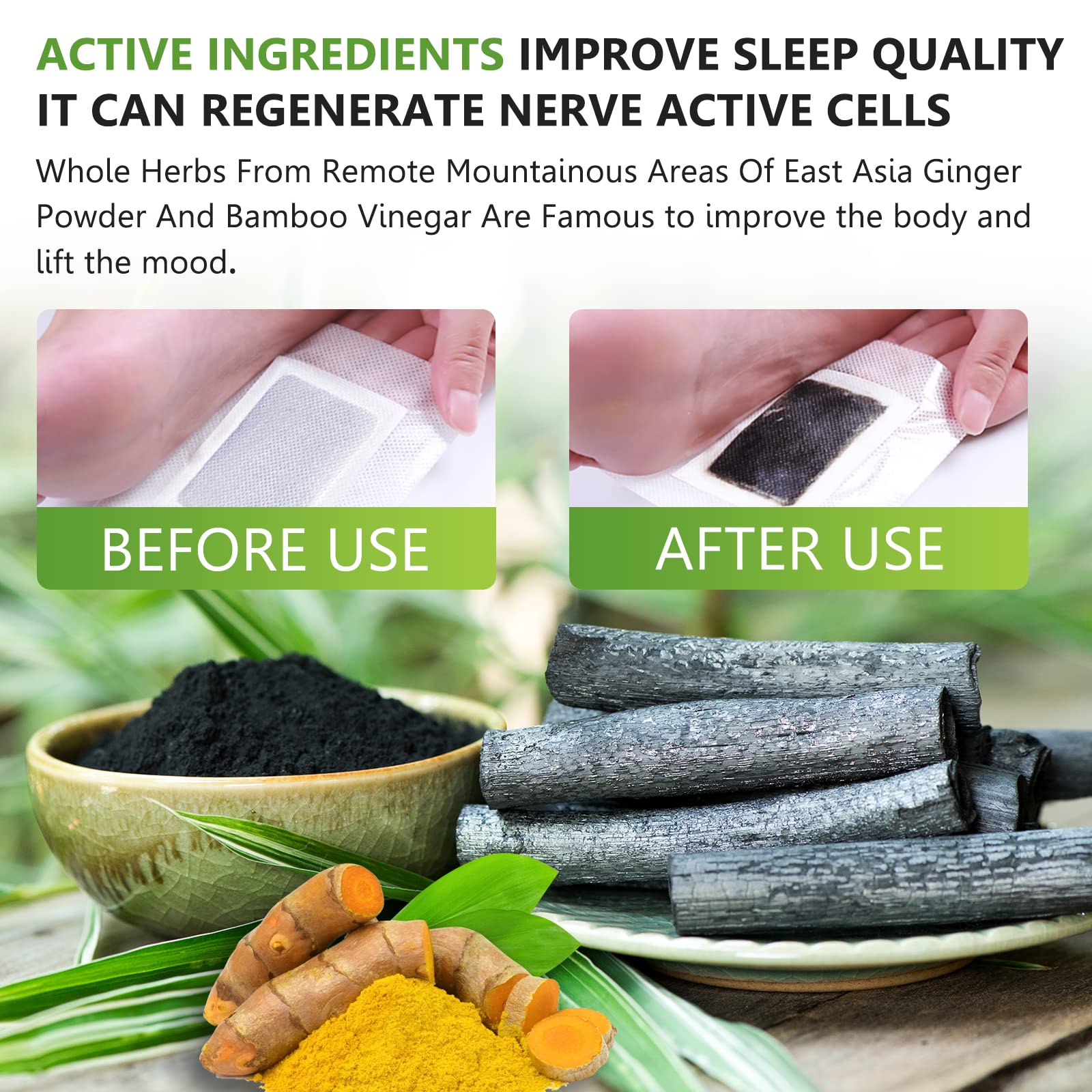 Authentic bamboo vinegar foot patch adhesive sheets application on sole