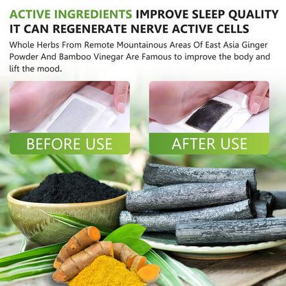 Authentic bamboo vinegar foot patch adhesive sheets application on sole
