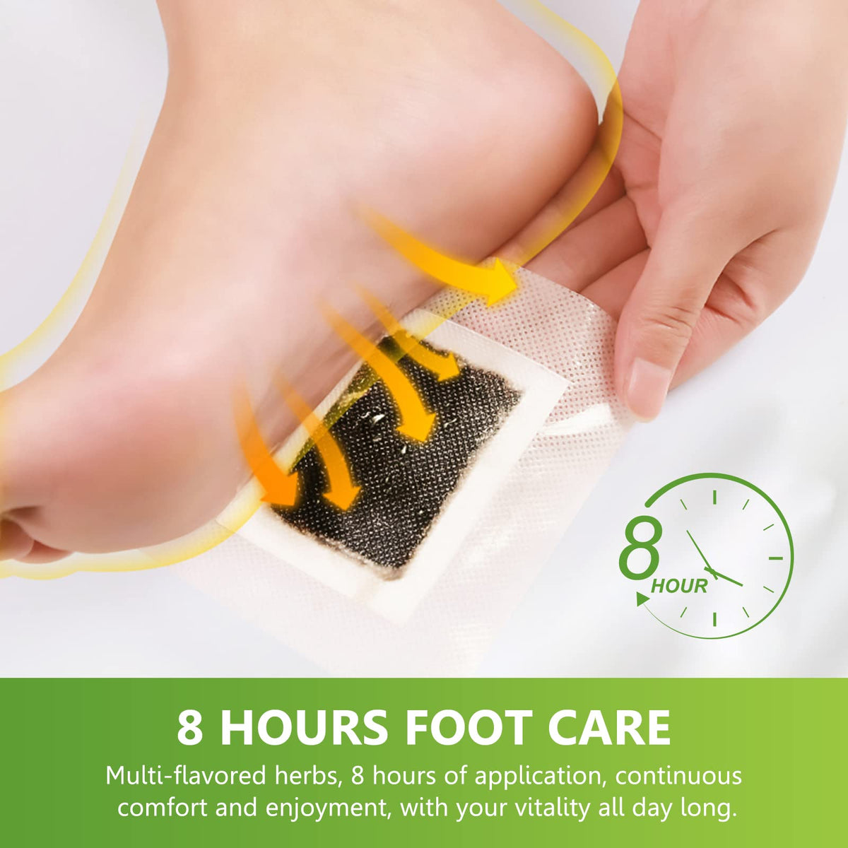 Tudiqe cleansing foot pad showing instruction steps for bedtime routine