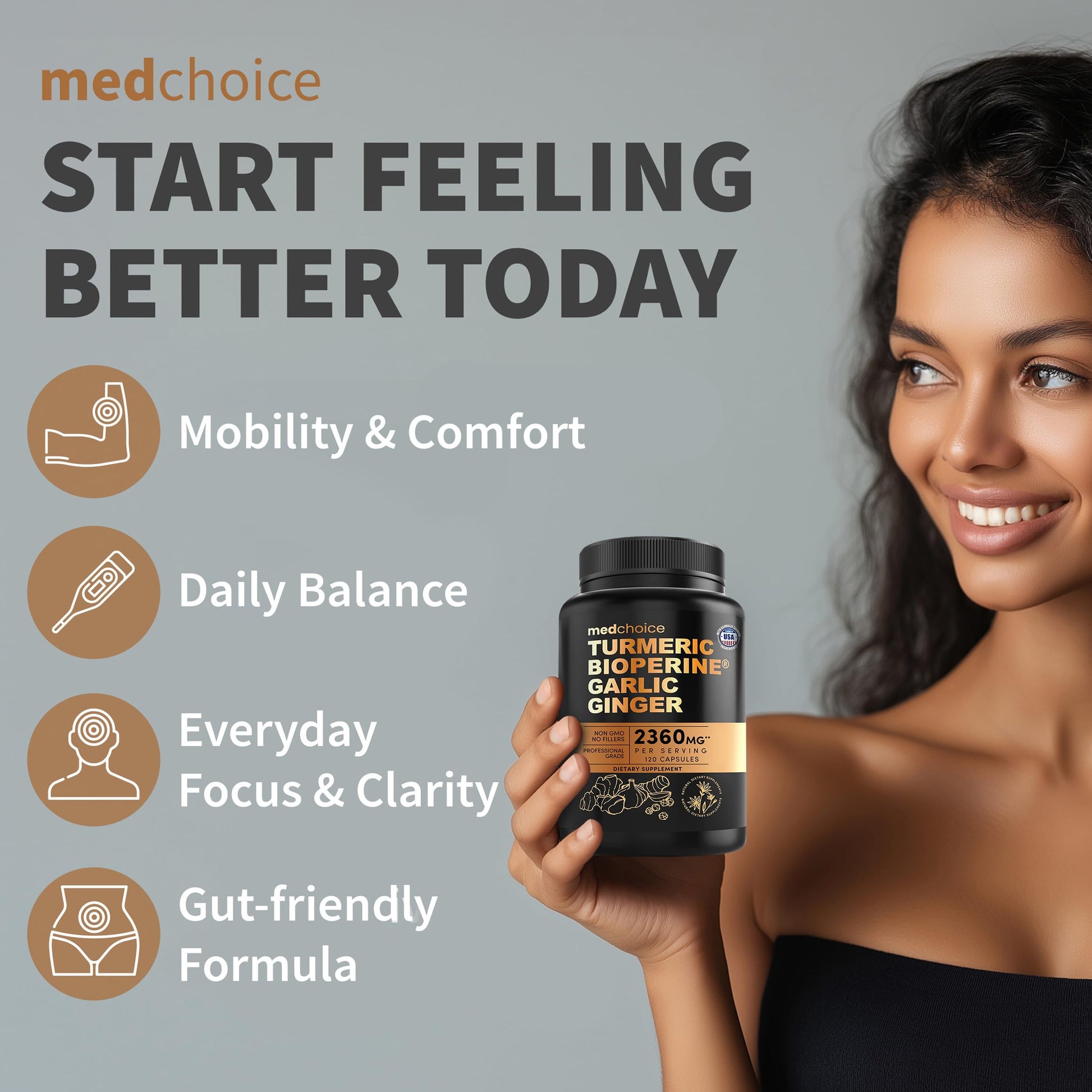 MedChoice high potency herbal blend supplement facts showing 2360 mg dosage layout.