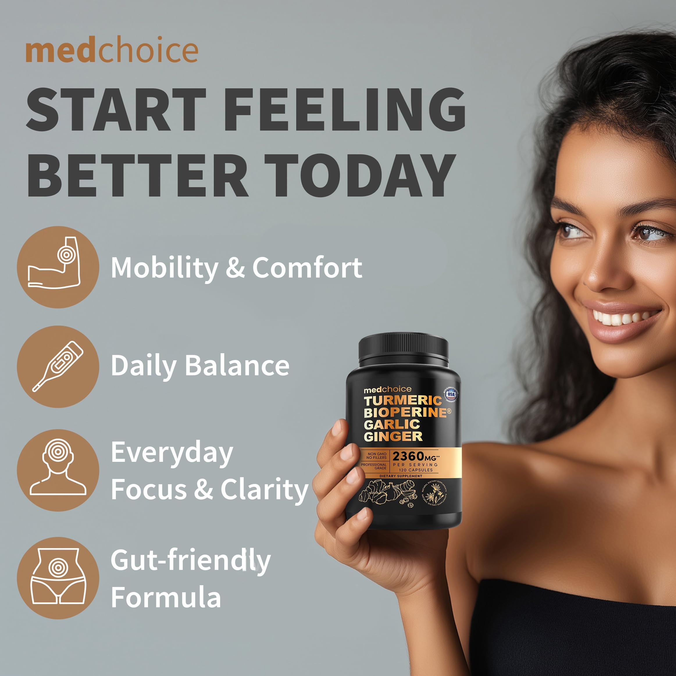 MedChoice high potency herbal blend supplement facts showing 2360 mg dosage layout.